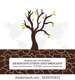 illustration vector graphic of World Day to Combat Desertification and Drought, 17 June, combat desertification and drought, celebrate, greeting card, 