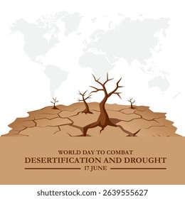 illustration vector graphic of World Day to Combat Desertification and Drought, 17 June, combat desertification and drought, celebrate, greeting card, 