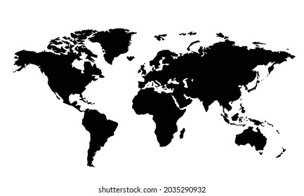 illustration vector graphic of world map with silhouette style, good for item world design, atlas, or geography content.