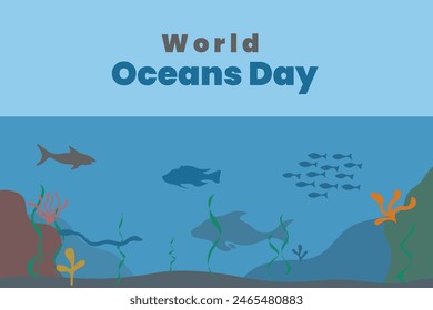 Ilustración Vector gráfico del día mundial de los océanos. Bueno para el póster 