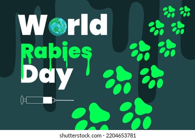 Illustration Vector Graphic Of World Rabies Day. Dog Footprints, Earth,  Injection. Good For Poster.