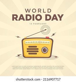 Illustration vector graphic of world radio day good for background. holiday, promo, flyer, brochure, template, poster