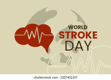 Illustration vector graphic of world stroke day. Brain, pain, earth. Good for poster or banner.