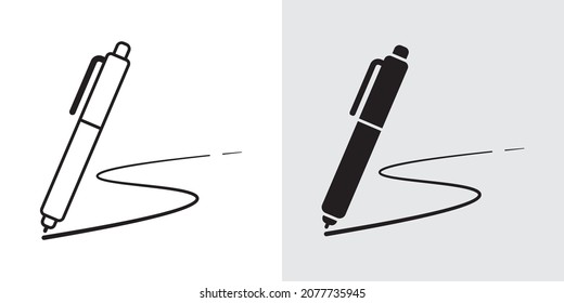 Illustration vector graphic of write icon, pen, line, signature pen outline, filled vector sign and logo illustration. Good for your design