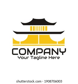 illustration vector graphic of yellow chinese town logo, perfect for real estate, building, company, corporate, etc.