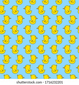 illustration vector graphic of Yellow cute duck seamless pattern