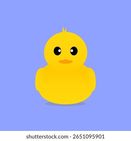 Ilustração gráfico vetorial de borracha de pato amarelo isolado no fundo azul.
