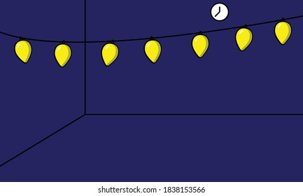 Illustration vector graphic of yellow light in a dark room