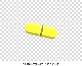 illustration vector graphic of yellow pill isolated on transparent background. Transparent grid. vector illustrations transparent grid style background. Stock vector illustration eps10. 

