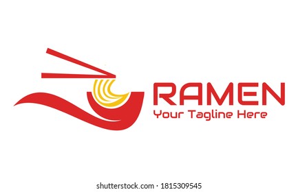 illustration vector graphic of yellow ramen on a red bowl with red chopsticks, perfect for ramen, noodle, fast food, cafe, restaurant, resto, etc. 

