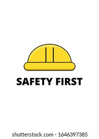 Ilustración Vector Gráfico de un casco amarillo de seguridad en caricatura con primera letra de seguridad, perfecto para el diseño del logotipo