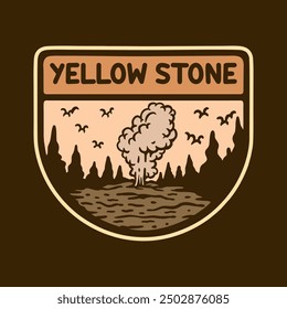 Illustration vector graphic of YELLOW STONE NATIONAL PARK BADGE for apparel design merchandise, such as logos on product packaging
