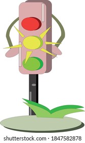 Ilustración vectorial gráfico de luz amarilla de tráfico, perfecto para son tráfico regulado y servicio de tráfico de imágenes publicitarias.