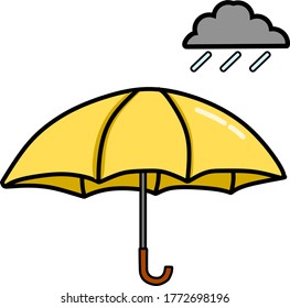 illustration vector graphic of yellow umbrella that protect from rain, perfect for design material, etc.
