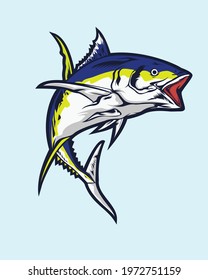 illustration vector graphic of yellowfin tuna vector good for fishing club clothes