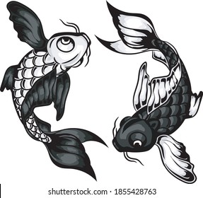 illustration vector graphic of yin and yang fish. perfect for design, logo, t shirt, tatto etc