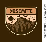 Illustration vector graphic of YOSEMITE NATIONAL PARK BADGE LOGO for apparel design merchandise, such as logos on product packaging