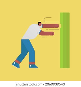Illustration vector graphic of young man hit a tree