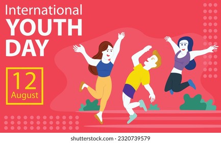 illustration vector graphic of young people were jumping for joy, perfect for international day, international youth day, celebrate, greeting card, etc.