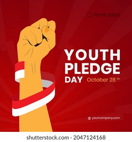 illustration vector graphic of youth pledge ( clench ), suitable for social media feed, poster, banner, etc. 