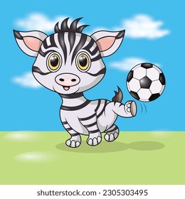 illustration vector graphic of zebra is playing ball