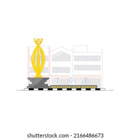 Illustration vector graphic of zero kilometer monument of palu city, fit for tshirt, sticker, etc.