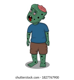 Illustration, Vektorgrafik von Zombie wie menschliches Versagen. Sein Gehirn war so zerstört. Gut für Halloween. 