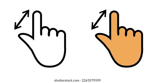 Ilustración Gráfico vectorial de zoom, out, gestos de mano Icono