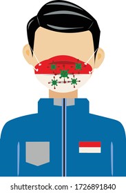 ilustración vector graphic.un hombre con una máscara que representa la bandera indonesia
