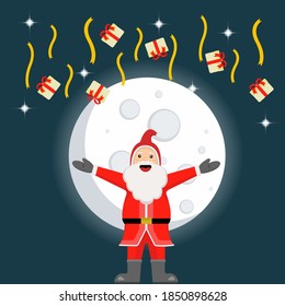 Illustration vector graphich of Santa Claus gives gifts. Perfect of slogan, poster, cover