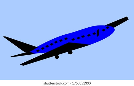 illustration vector graphicof blue airplanewith black wing concept background