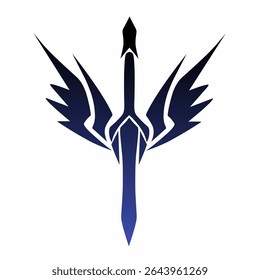 Gráficos vetoriais de ilustração de Abstract Black Sword and Wings Tribal Tattoo Design