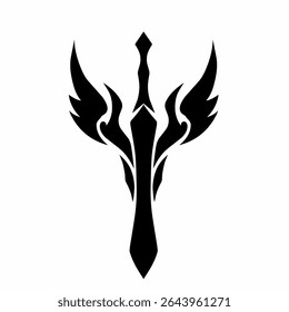 Gráficos vetoriais de ilustração de Abstract Black Sword and Wings Tribal Tattoo Design