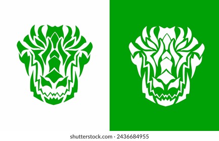 Illustration vector graphics of abstract design of a green crocodile head suitable for a logo symbol