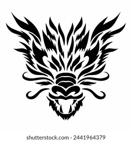 Illustration vector graphics of Abstract design of dragon face with tribal art tattoo style