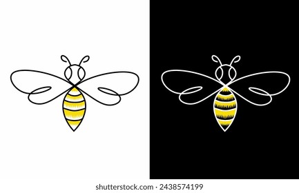 Illustration vector graphics of bee monoline symbol logo template