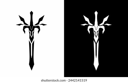 Illustration vector graphics of black and white sword symbols logo template
