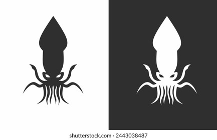 Illustration vector graphics of black and white squid logo design template