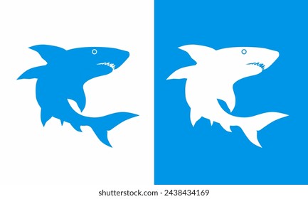 Illustration vector graphics of blue shark silhouette symbol logo template