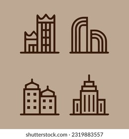 Illustration of vector graphics of building icons. Perfect for use in any web design, illustration, presentation, etc.