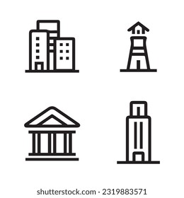 Illustration of vector graphics of building icons. Perfect for use in any web design, illustration, presentation, etc.