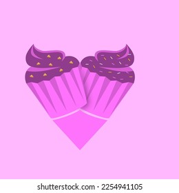 Ilustración gráficos vectoriales pastel corazón en forma de corazón, corazón de postre en forma , perfecto para su proyecto 