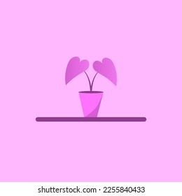 Illustration vector graphics caladium plant heart shaped leaves, simple design, elements design 
