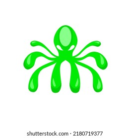 Illustration vector graphics of cartoon character alien octopus green color