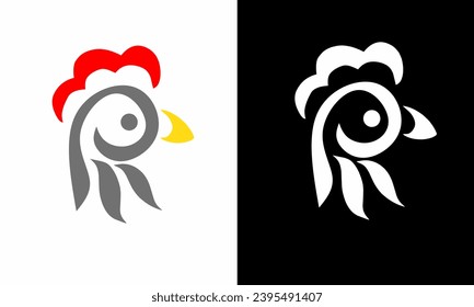 illustration vector graphics of chicken head symbol logo template