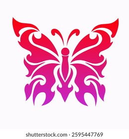 illustration vector graphics of design abstract tribal art tattoo Butterfly with fire motif