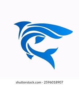 illustration vector graphics of design symbols abstract shark fish. logo template