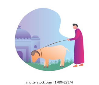 illustration vector graphics of eat sheep ied happy muslim