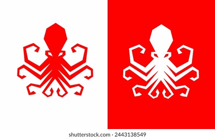 Ilustración de gráficos vectoriales de símbolos de pulpo geométricos plantilla de logotipo adecuado para marcas