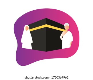 illustration vector graphics of hajj muslim prayer